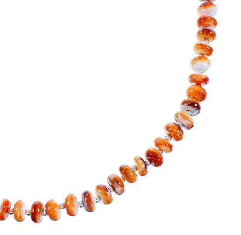 American Indian Sterling Silver Oyster Shell Bead Necklace RX106862